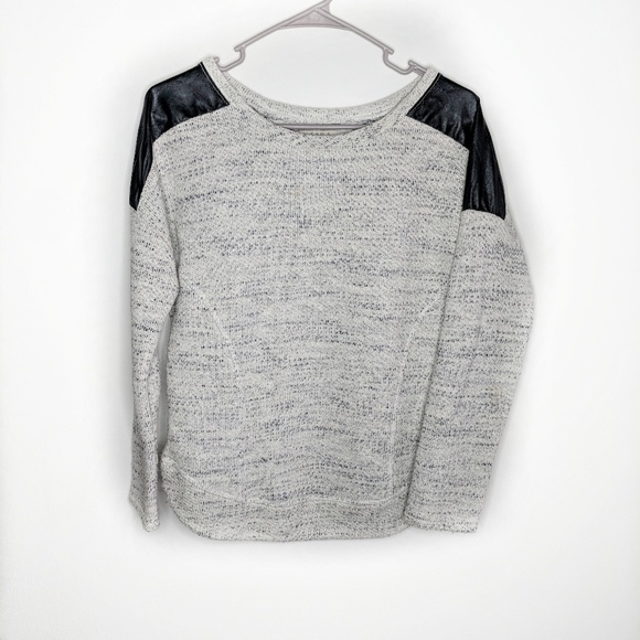 Zara Sweaters - Zara Tweed Sweatshirt w/ Leather Shoulders